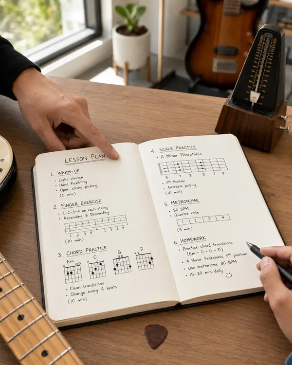 Lesson plan kursus gitar elektrik Daffa Hamzah